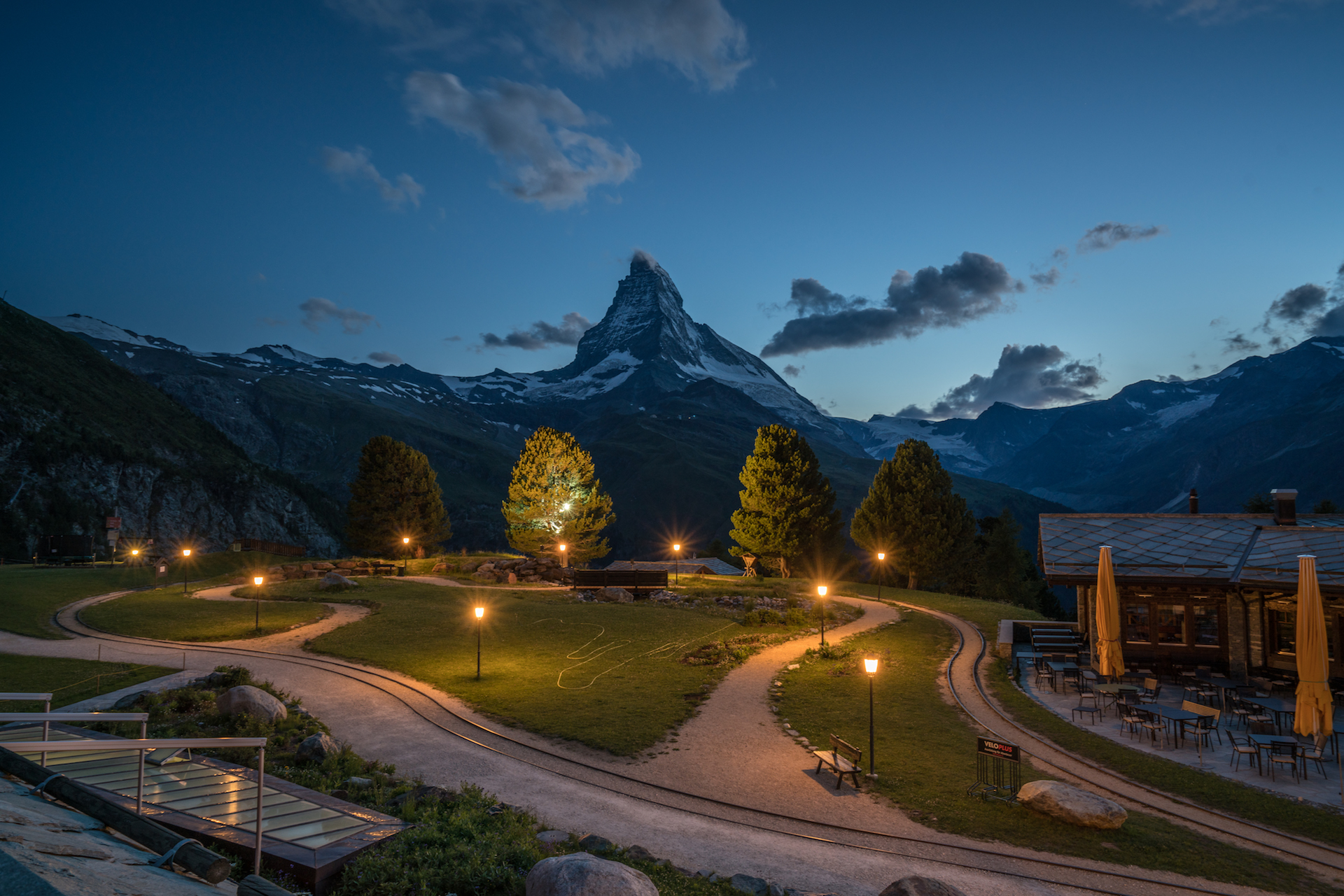 The Riffelalp Resort with a view of the Matterhorn on Gornergrat