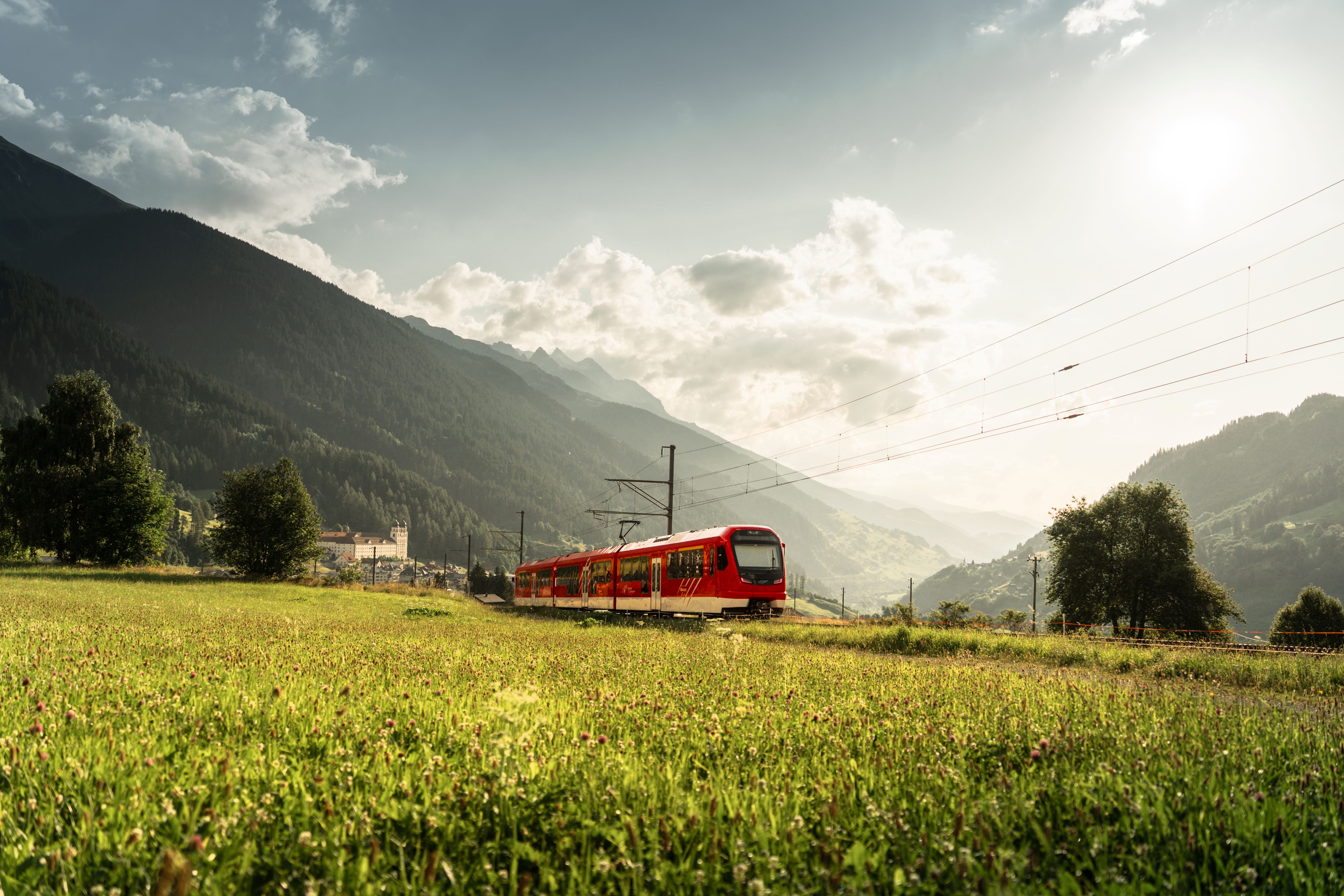 Orion of the Matterhorn Gotthard Railway in front of Disentis