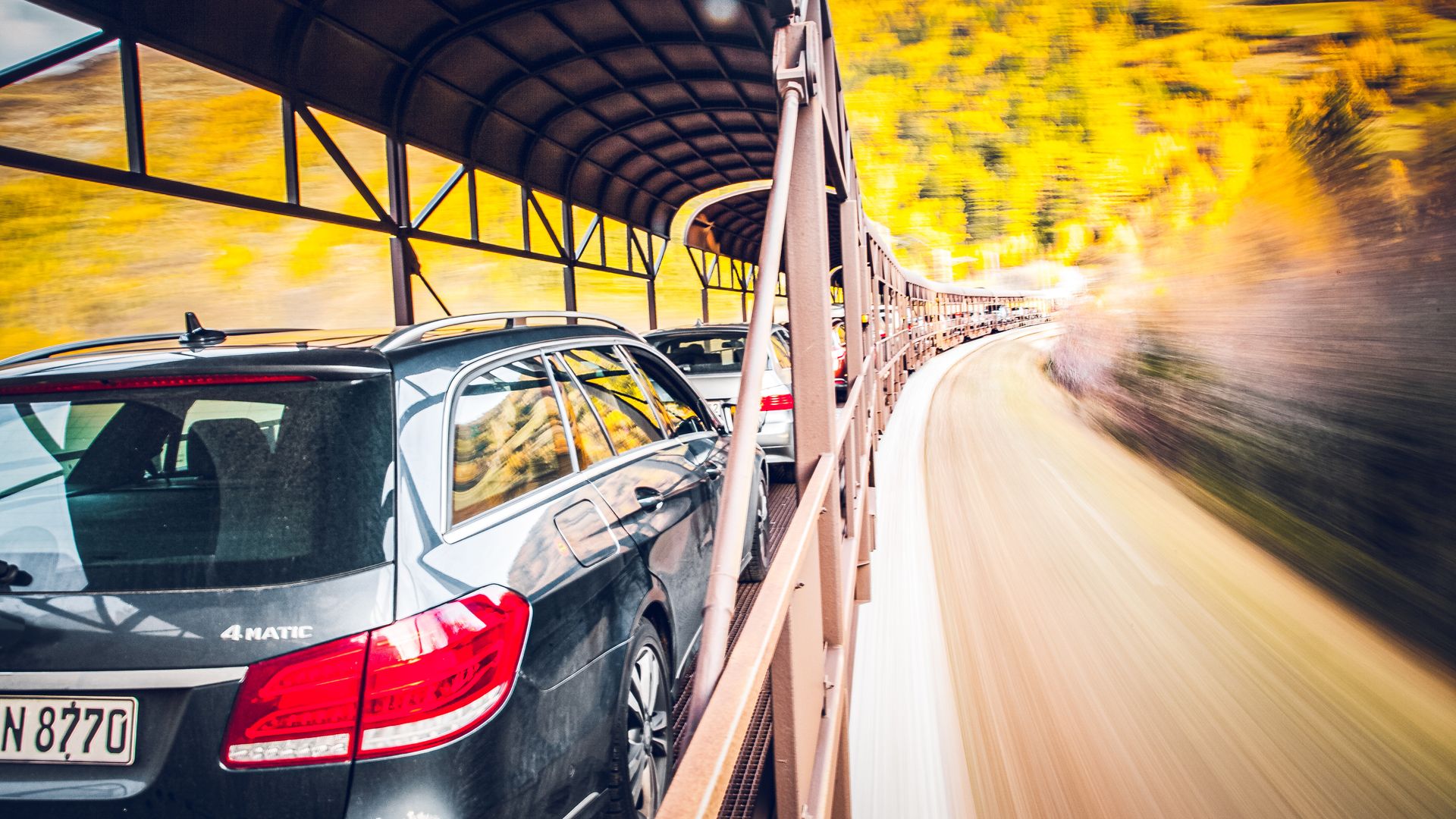 Furka Oberwald Goms car transport, Valais, Switzerland