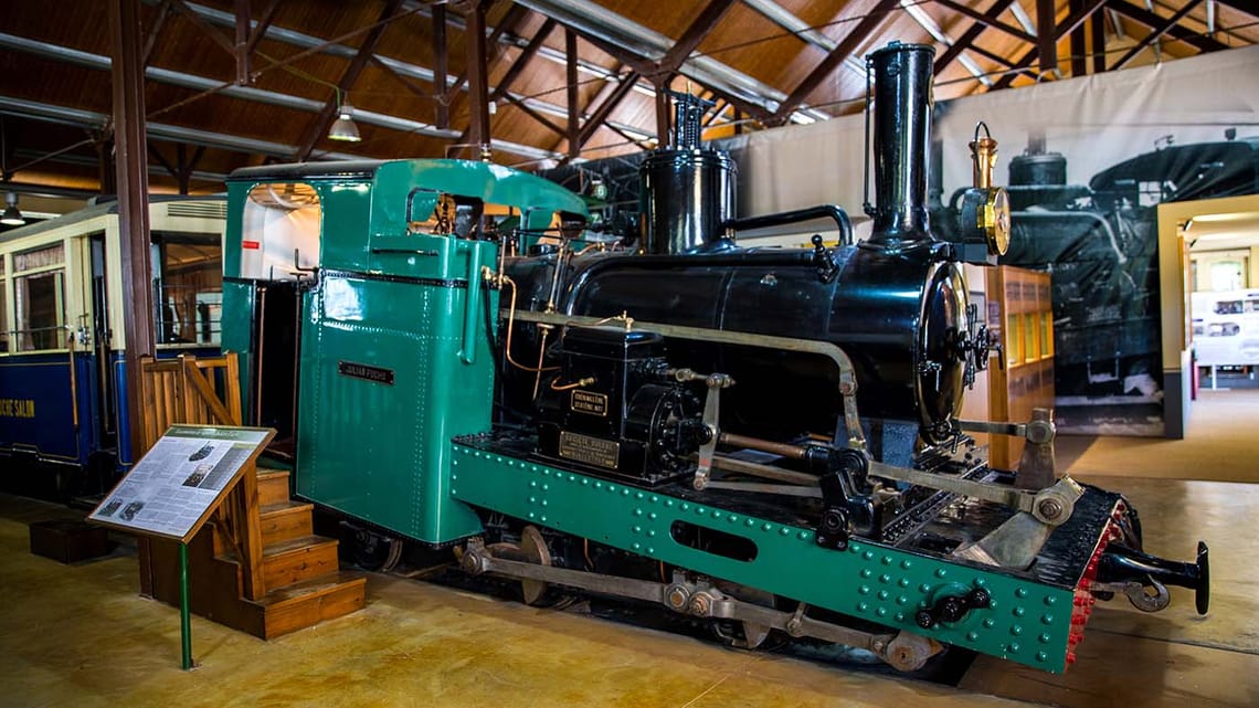 Lokomotive Nr. 8 Johann Fuchs im Museum in Spanien