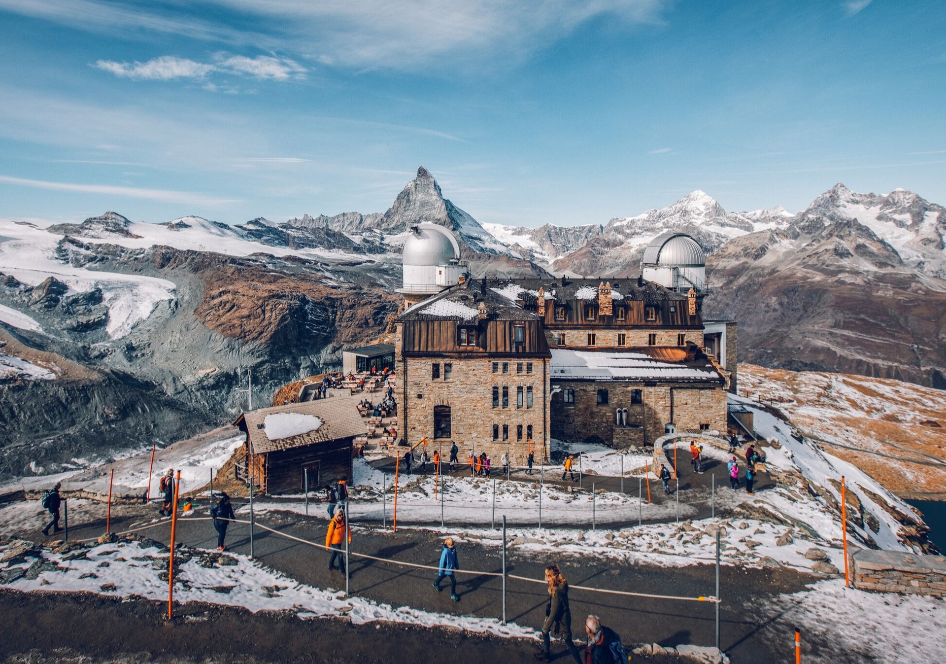 Hôtel Kulm au Gornergrat en automne au-dessus de Zermatt