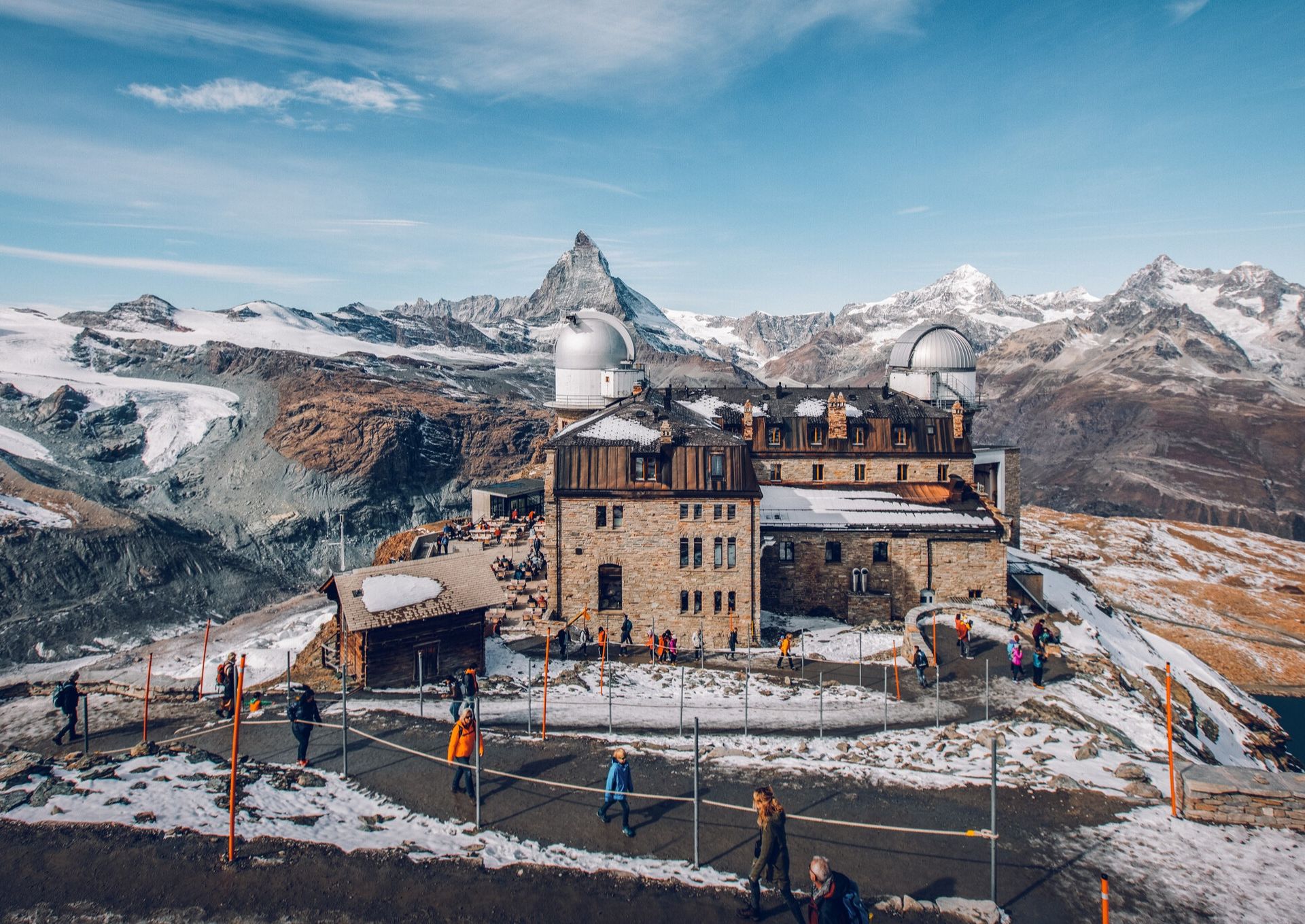 Gornergrat Kulm hotel in spring above Zermatt in autumn