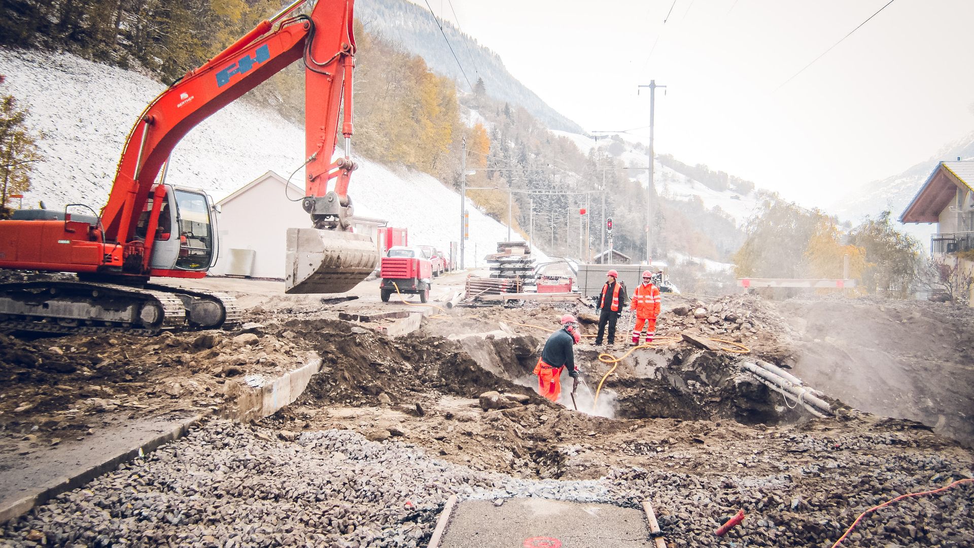 Grengiols construction site Matterhorn Gotthard Railway