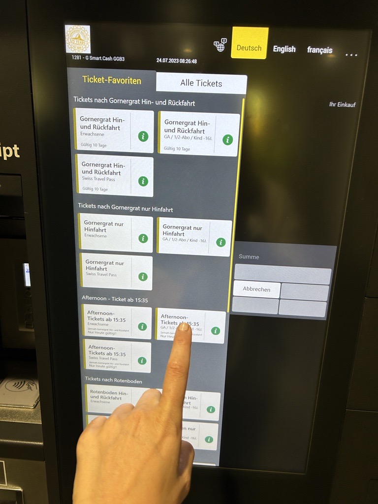 Ticketautomat Gornergrat Bahn Zermatt