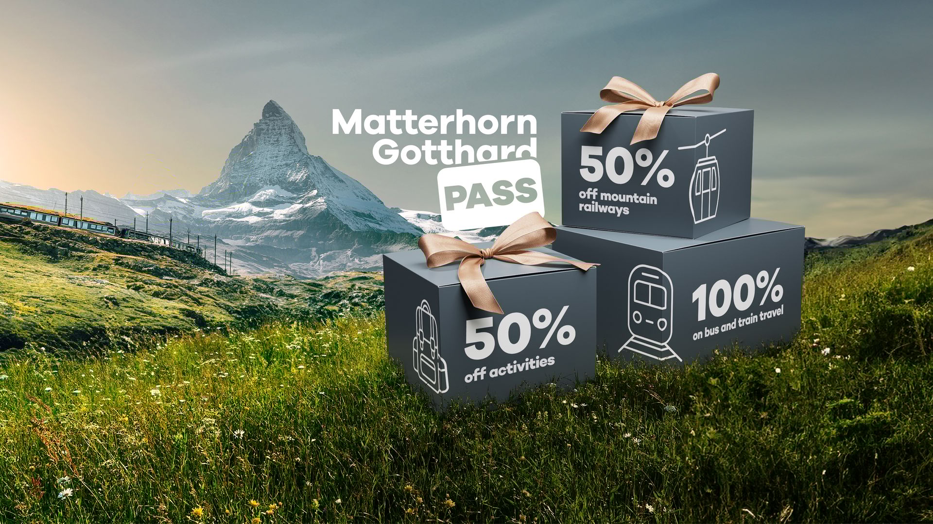 Matterhorn Gotthard Pass Visual with Matterhorn and Gonergrat Bahn in the background