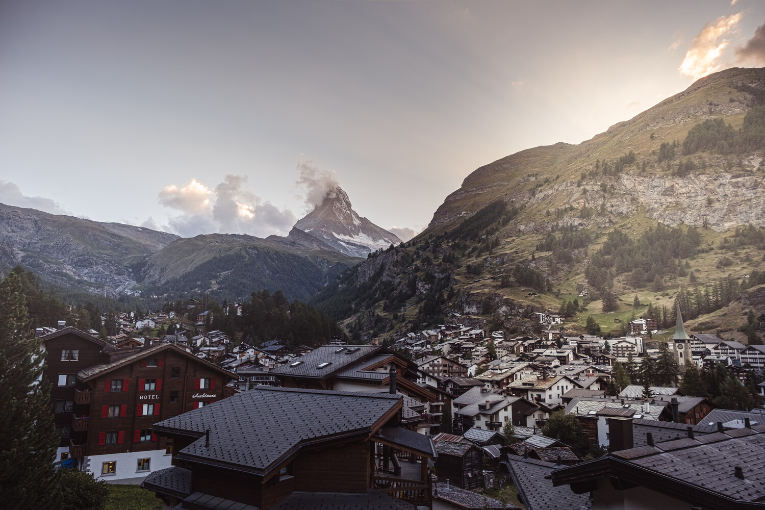 Zermatt dusk in summer